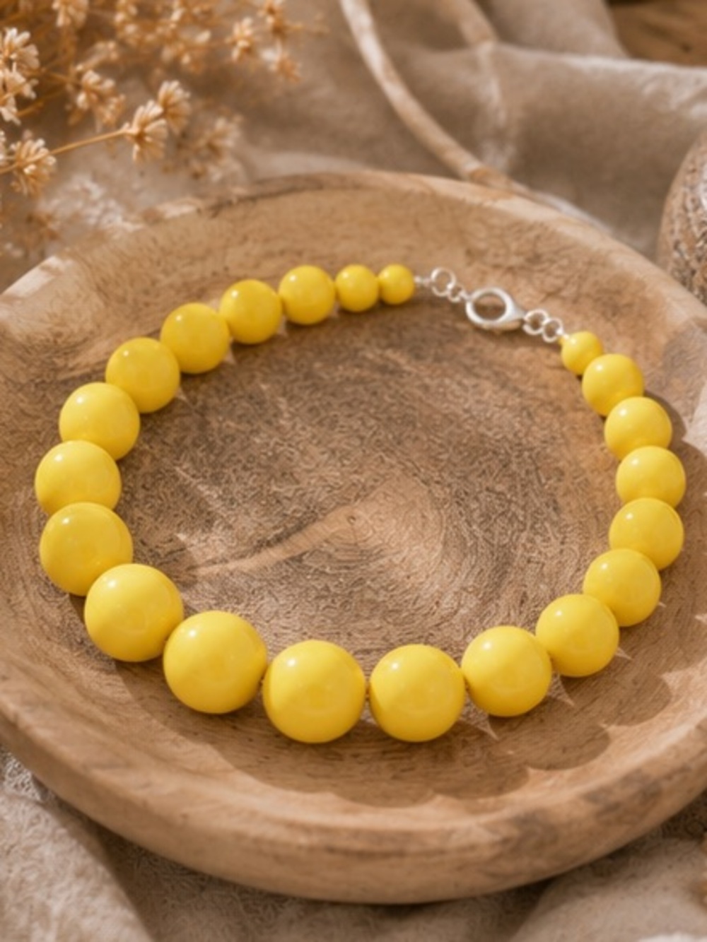 ☀️Yellow Graduated Statement Beaded Necklace Bright Bubble Necklace